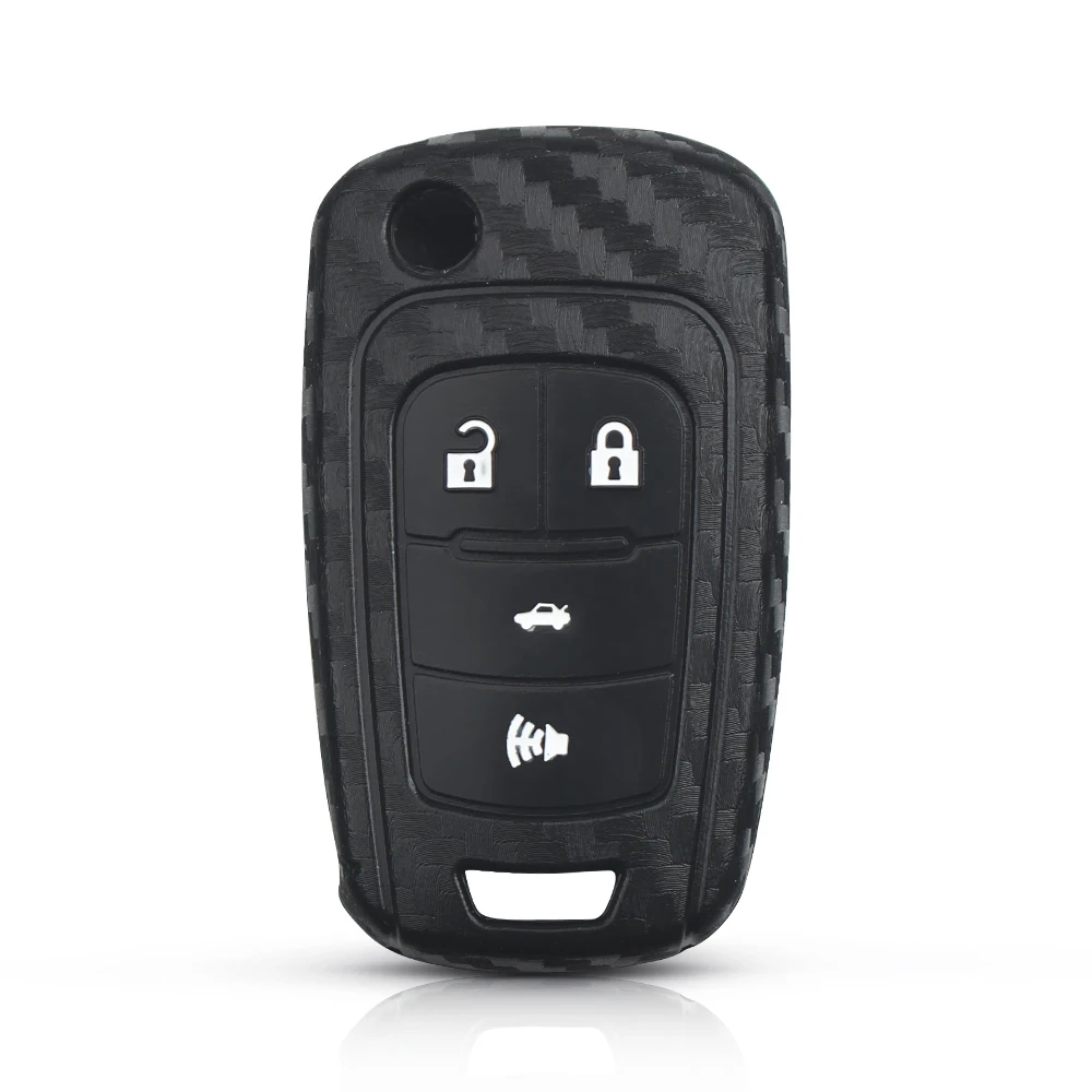 Dandkey Силиконовый чехол для ключей Carbon Fibe Чехол для ключей Chevrolet Cruze для Buick для Opel 2012 Malibu Aveo 2015 3/4 кнопки - 3