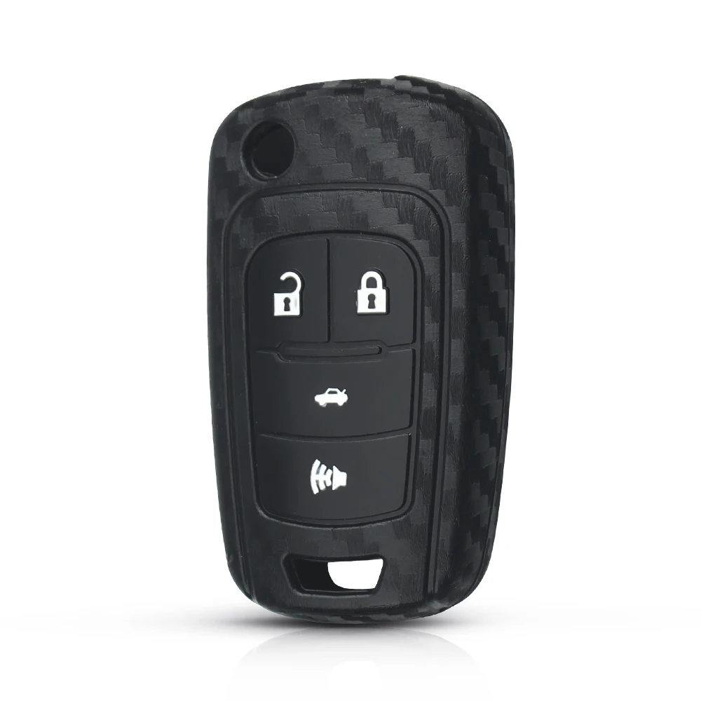 Dandkey Силиконовый чехол для ключей Carbon Fibe Чехол для ключей Chevrolet Cruze для Buick для Opel 2012 Malibu Aveo 2015 3/4 кнопки - 4