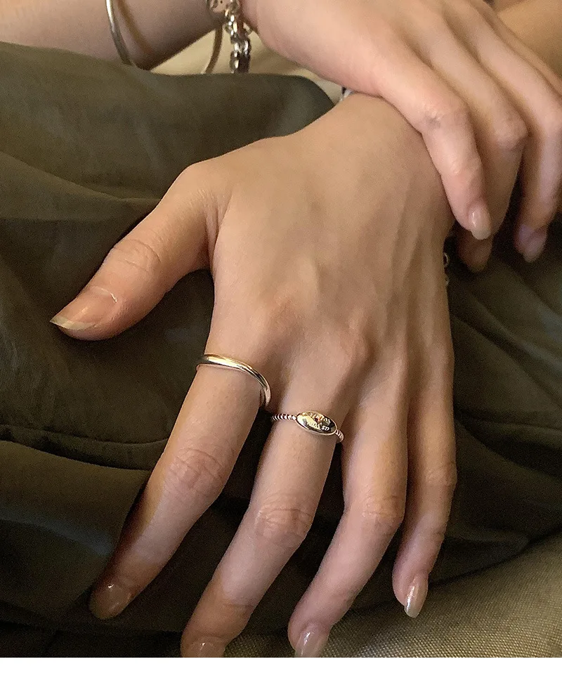 s925 стерлинговое серебро 2023 новое кольцо женский нишевый дизайн продвинутый смысл кольцо средний палец кольцо указательный палец регулируемое отверстие - 1