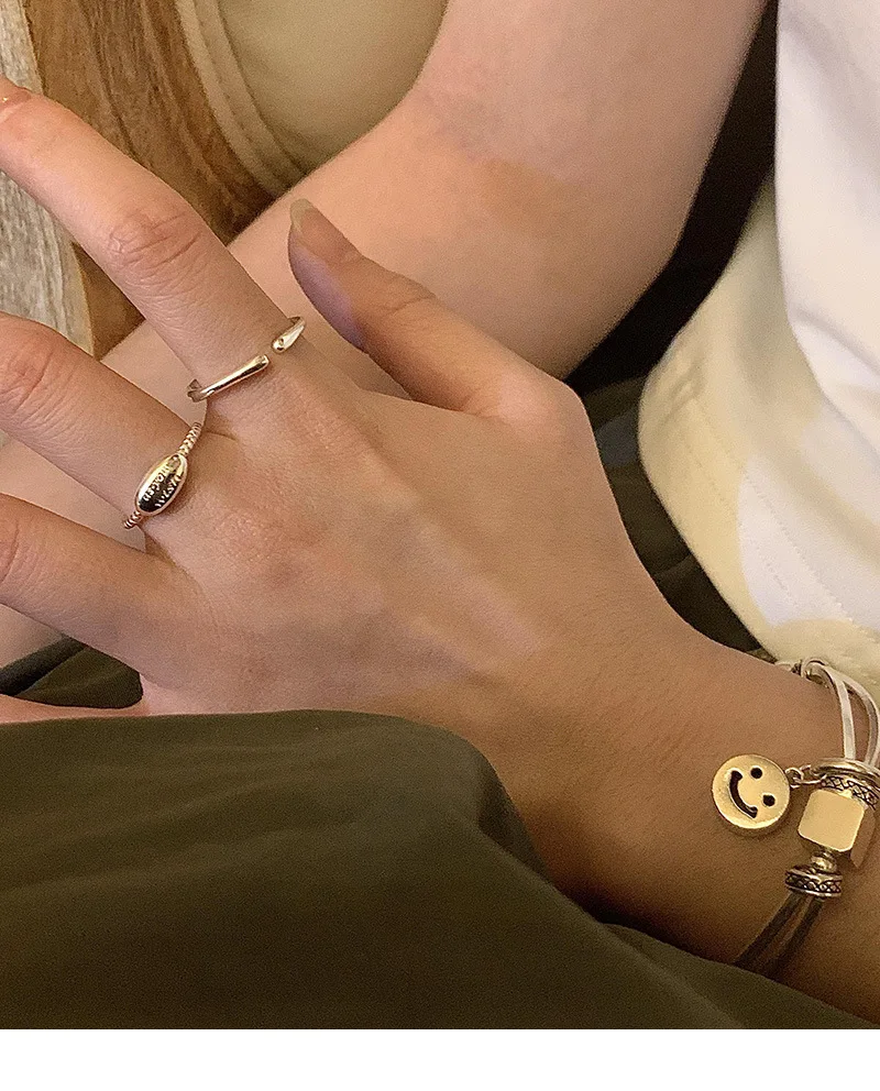 s925 стерлинговое серебро 2023 новое кольцо женский нишевый дизайн продвинутый смысл кольцо средний палец кольцо указательный палец регулируемое отверстие - 5