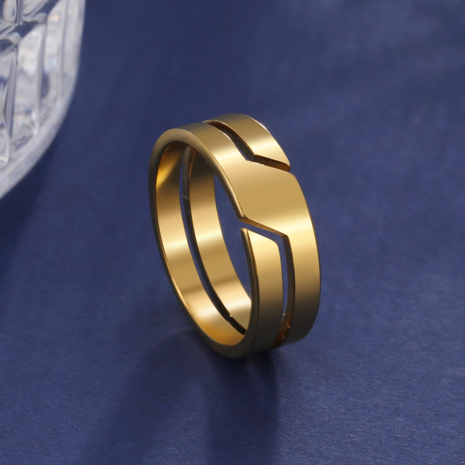 Новое парное кольцо для мужчин и женщин Мода Простые повседневные кольца на пальцах из нержавеющей стали Ювелирные изделия Подарок на годовщину помолвки - 0