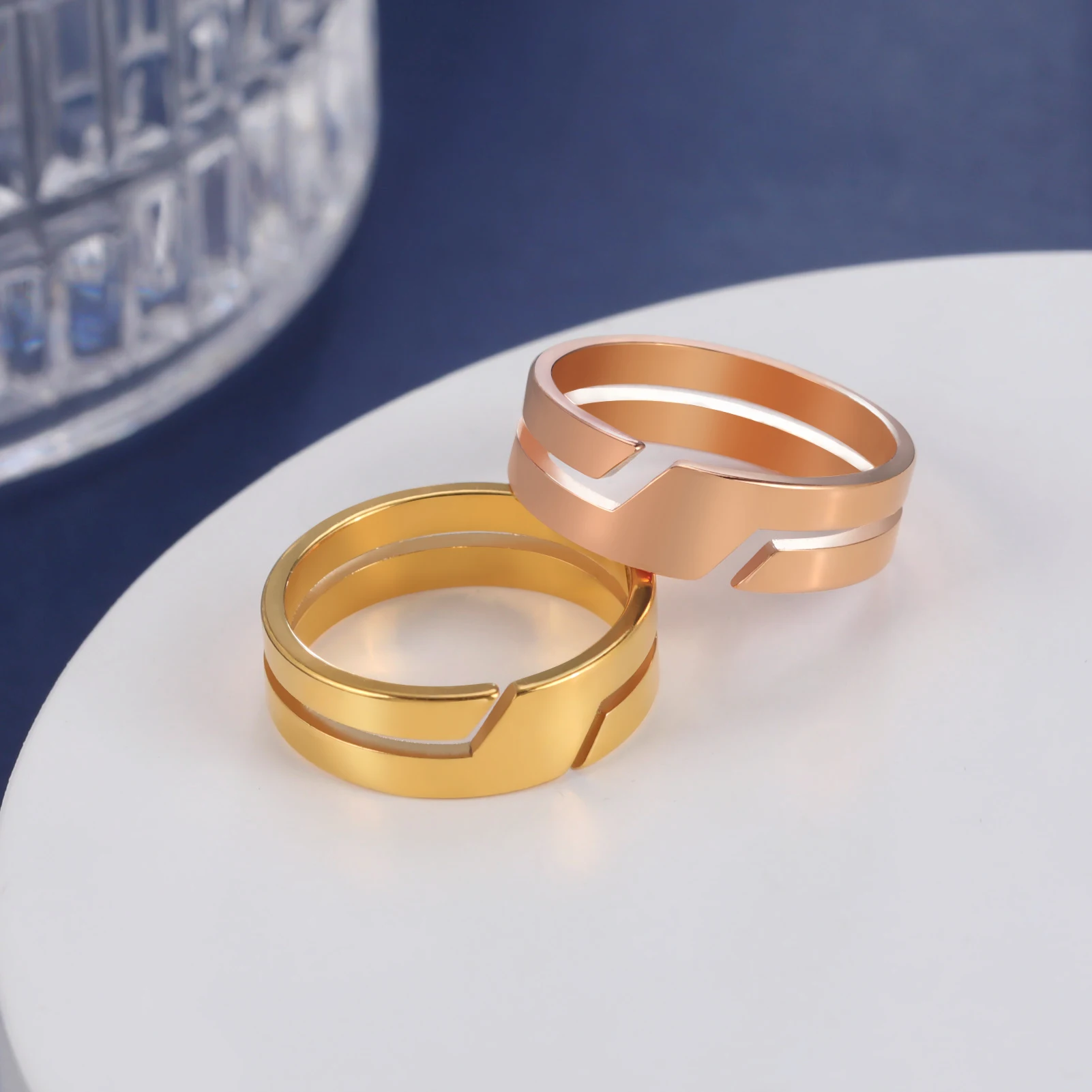 Новое парное кольцо для мужчин и женщин Мода Простые повседневные кольца на пальцах из нержавеющей стали Ювелирные изделия Подарок на годовщину помолвки - 2