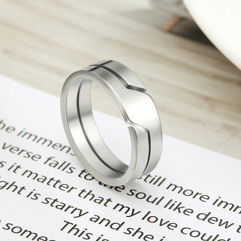 Новое парное кольцо для мужчин и женщин Мода Простые повседневные кольца на пальцах из нержавеющей стали Ювелирные изделия Подарок на годовщину помолвки - 3