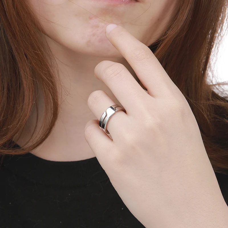 Новое парное кольцо для мужчин и женщин Мода Простые повседневные кольца на пальцах из нержавеющей стали Ювелирные изделия Подарок на годовщину помолвки - 4