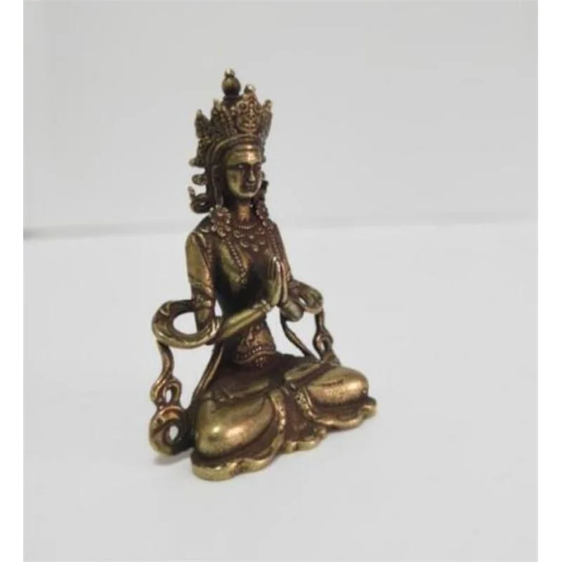 Медная статуэтка Коллекционная китайская латунь Резной тибетский буддизм Ваджра Будда Амитабха Изысканные маленькие статуэтки - 2