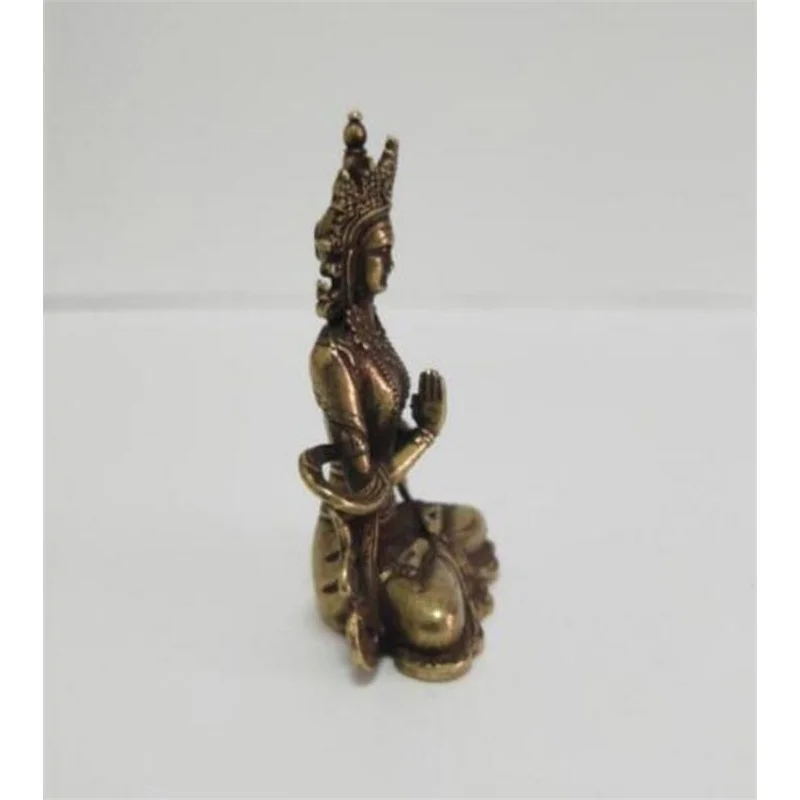 Медная статуэтка Коллекционная китайская латунь Резной тибетский буддизм Ваджра Будда Амитабха Изысканные маленькие статуэтки - 4