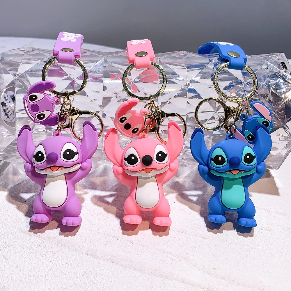 Kawaii Disney Lilo & Stitch Брелок Стежок Модель Кукла Кулон Брелоки Для Рюкзака Держатель Ключа Орнамент Детские Подарки Аксессуары - 0