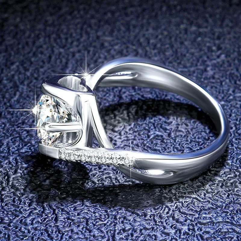 100% натуральные кольца из натуральной платины PT950 Симметричное сердце с круглым обручальным кольцом 0,5 ct / 1ct VVS1 D Цвет Муассанит Бриллиант Для Женщин - 3
