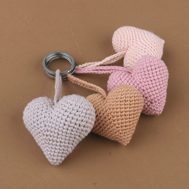 Мультяшный Сердце Вязание крючком Куклы Сумка Брелок Интересный Хлопок Ключи Цепь Рюкзак Кулон Для Подарка На День Рождения - 1