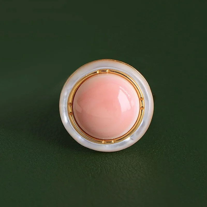 Простота дизайна Розовые и белые эмалевые круглые кольца для женщин Элегантная сладкая вечеринка высокого уровня Новое в ювелирных изделиях для обручальных колец - 3