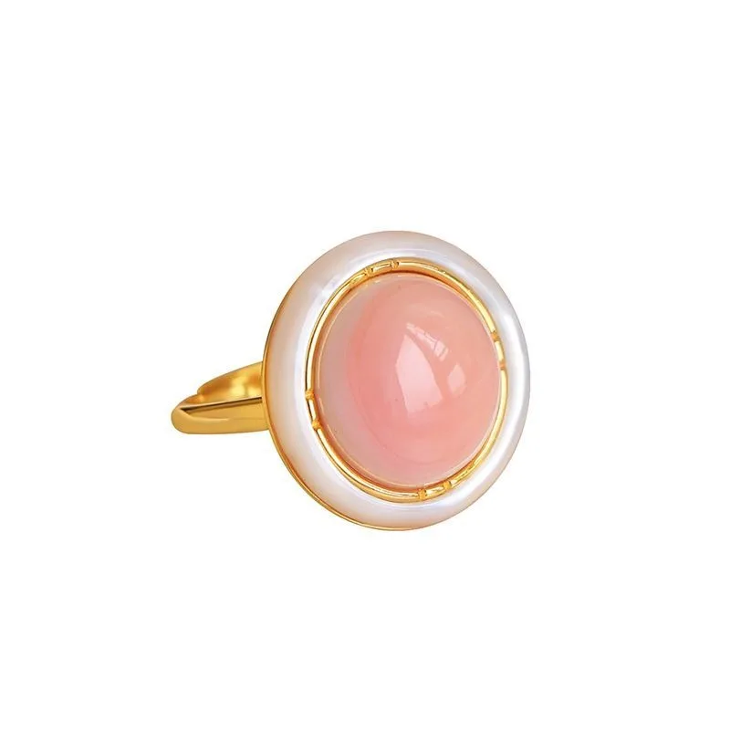 Простота дизайна Розовые и белые эмалевые круглые кольца для женщин Элегантная сладкая вечеринка высокого уровня Новое в ювелирных изделиях для обручальных колец - 5