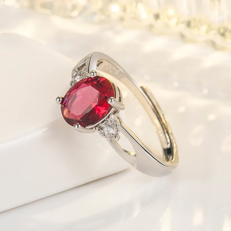 Подлинное кольцо с драгоценным камнем из серебра 925 пробы и красного рубина для женщин Anillos De Silver 925 Ювелирные изделия Рубин Драгоценный камень Ювелирные изделия Женские кольца - 2