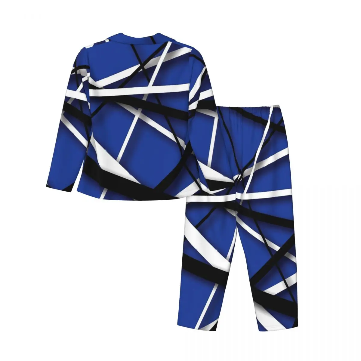 Пижамы Женщины Van Halen Sleep Ночное белье Blue Rock Stripes 2 шт. повседневные пижамные комплекты с длинным рукавом элегантный домашний костюм оверсайз - 4