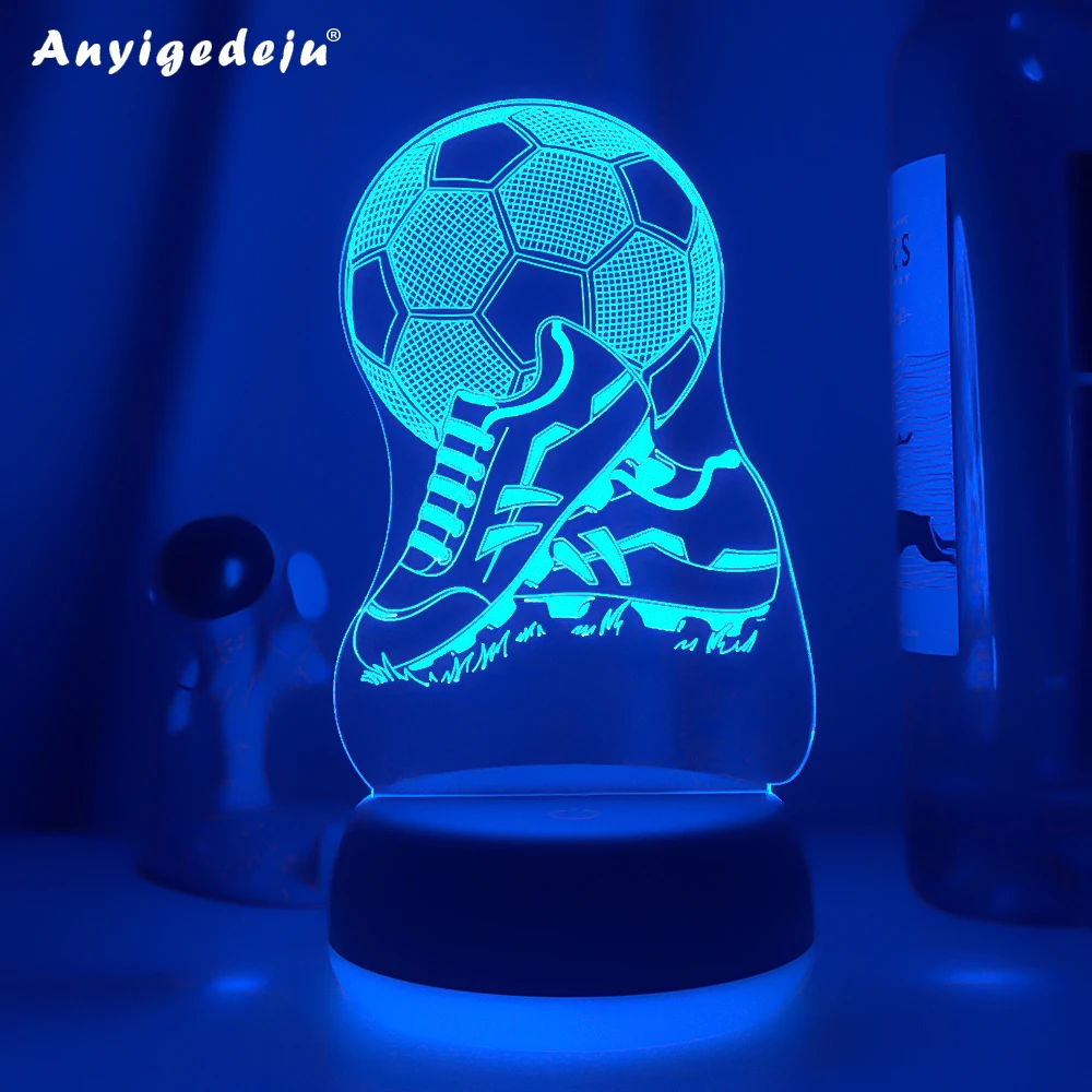 Новый 3D Иллюзия Детский Ночник Футбол 7 Цветов Изменяющийся Ночник Для Детской Спальни Атмосфера Футбольная Комната Настольная Лампа Подарки - 0