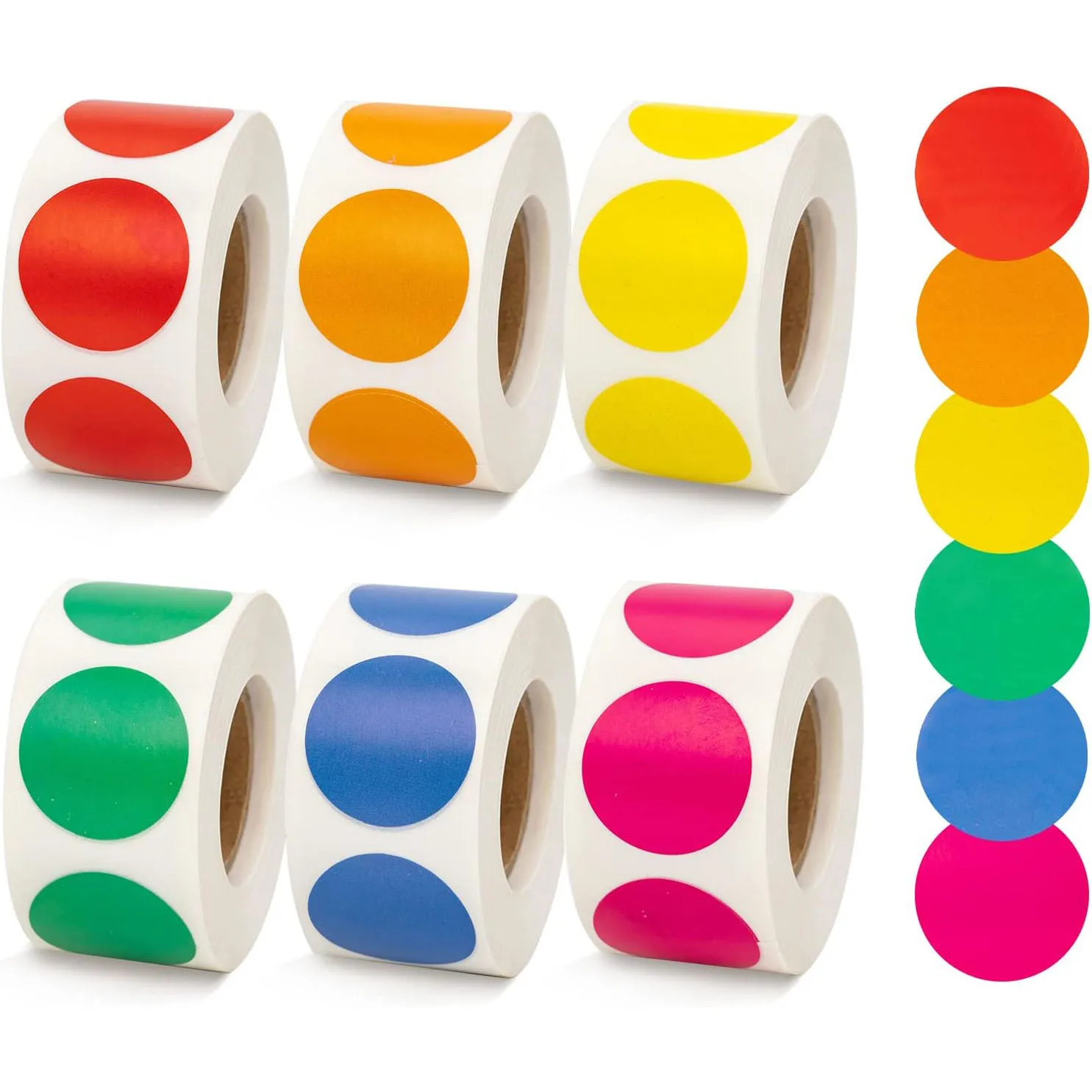  круглые наклейки с цветовым кодированием Круглые цветные точечные наклейки, по 500 штук каждый, 10 разных цветов для домашнего офиса в классе - 0