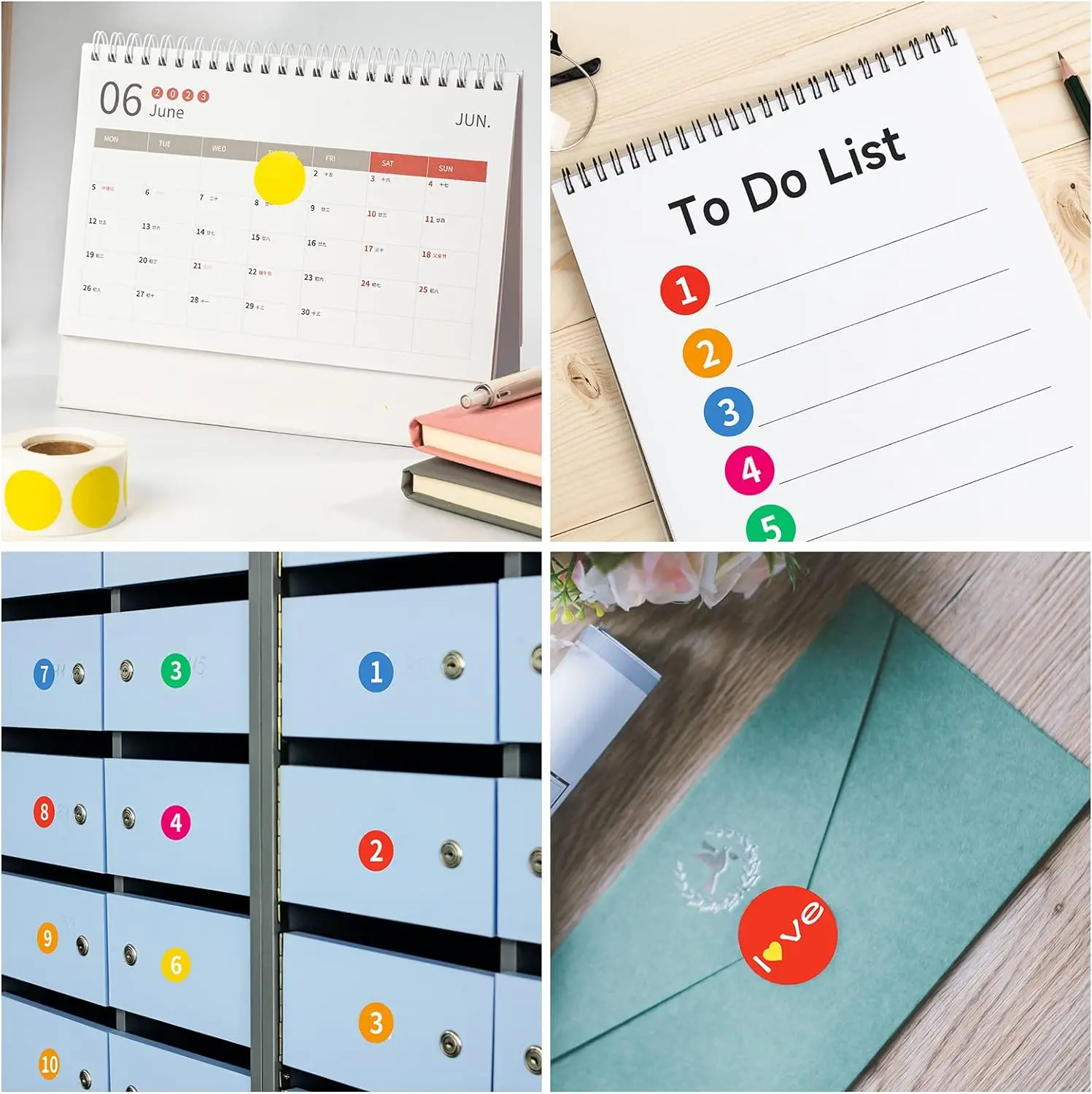  круглые наклейки с цветовым кодированием Круглые цветные точечные наклейки, по 500 штук каждый, 10 разных цветов для домашнего офиса в классе - 2