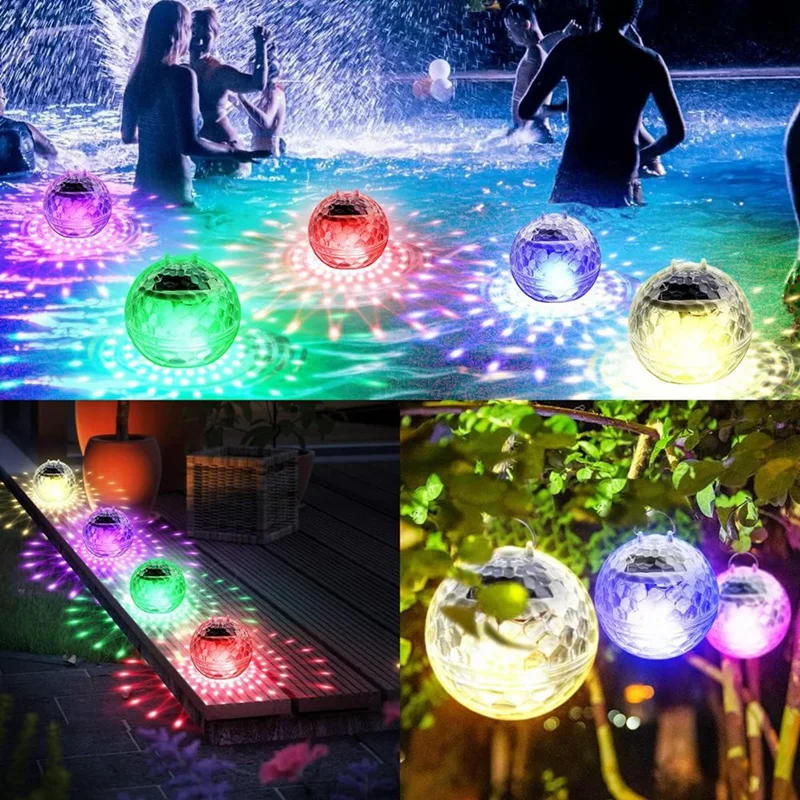 Плавучие светильники для бассейна, солнечные фонари для бассейна с RGB изменяющими цвет водонепроницаемые светильники для бассейна, которые плавают, для сада, заднего двора - 1
