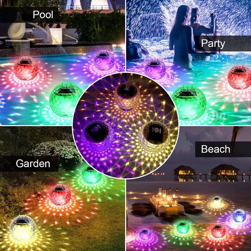Плавучие светильники для бассейна, солнечные фонари для бассейна с RGB изменяющими цвет водонепроницаемые светильники для бассейна, которые плавают, для сада, заднего двора - 2