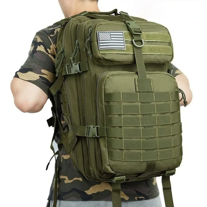 Тактический рюкзак Походная сумка для кемпинга Спортивная треккинговая сумка для скалолазания 30 л / 50 л Мужской армейский тактический рюкзак с нашивкой с флагом - 3