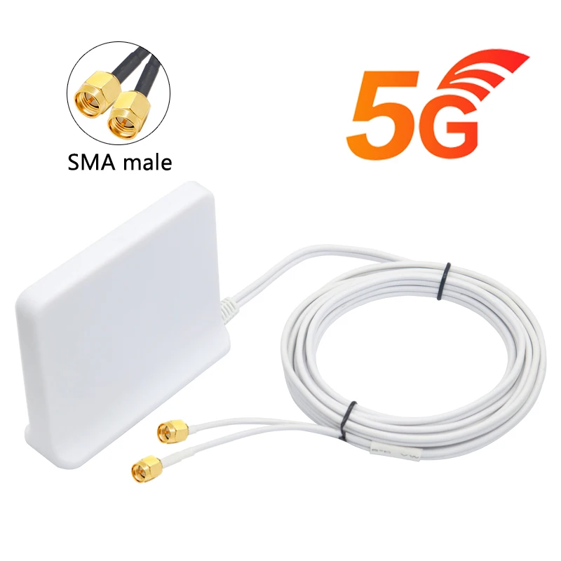  Signal Boost 5G 4G LTE 3G GSM Mimo Антенна с высоким коэффициентом усиления 12 дБи 600 ~ 6000 МГц Внешняя всесторонняя антенна WiFi с штекером TS9 SMA для маршрутизатора - 1