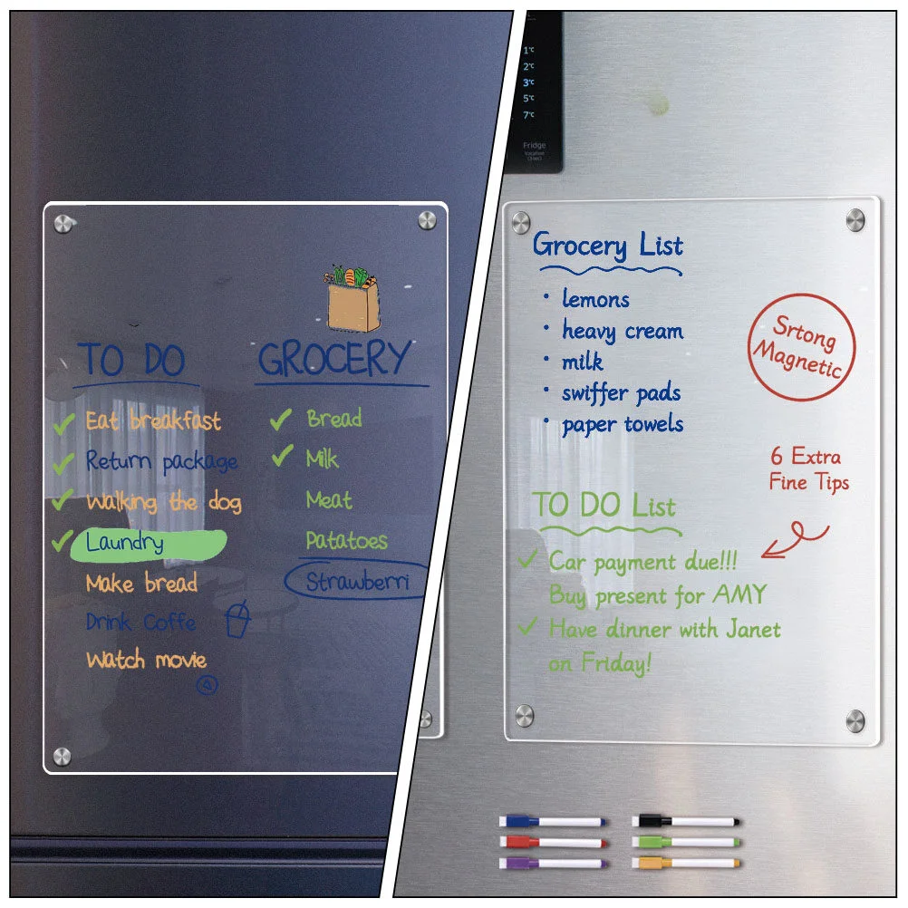 Магнитный календарь Белая доска Ручка Сухое стирание Календарь Холодильник Магнитный прозрачный акриловый блокнот для списка продуктов - 2