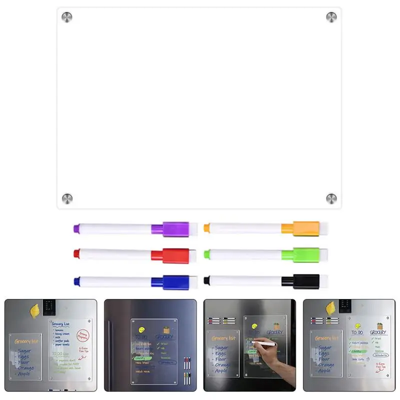 Магнитный календарь Белая доска Ручка Сухое стирание Календарь Холодильник Магнитный прозрачный акриловый блокнот для списка продуктов - 3