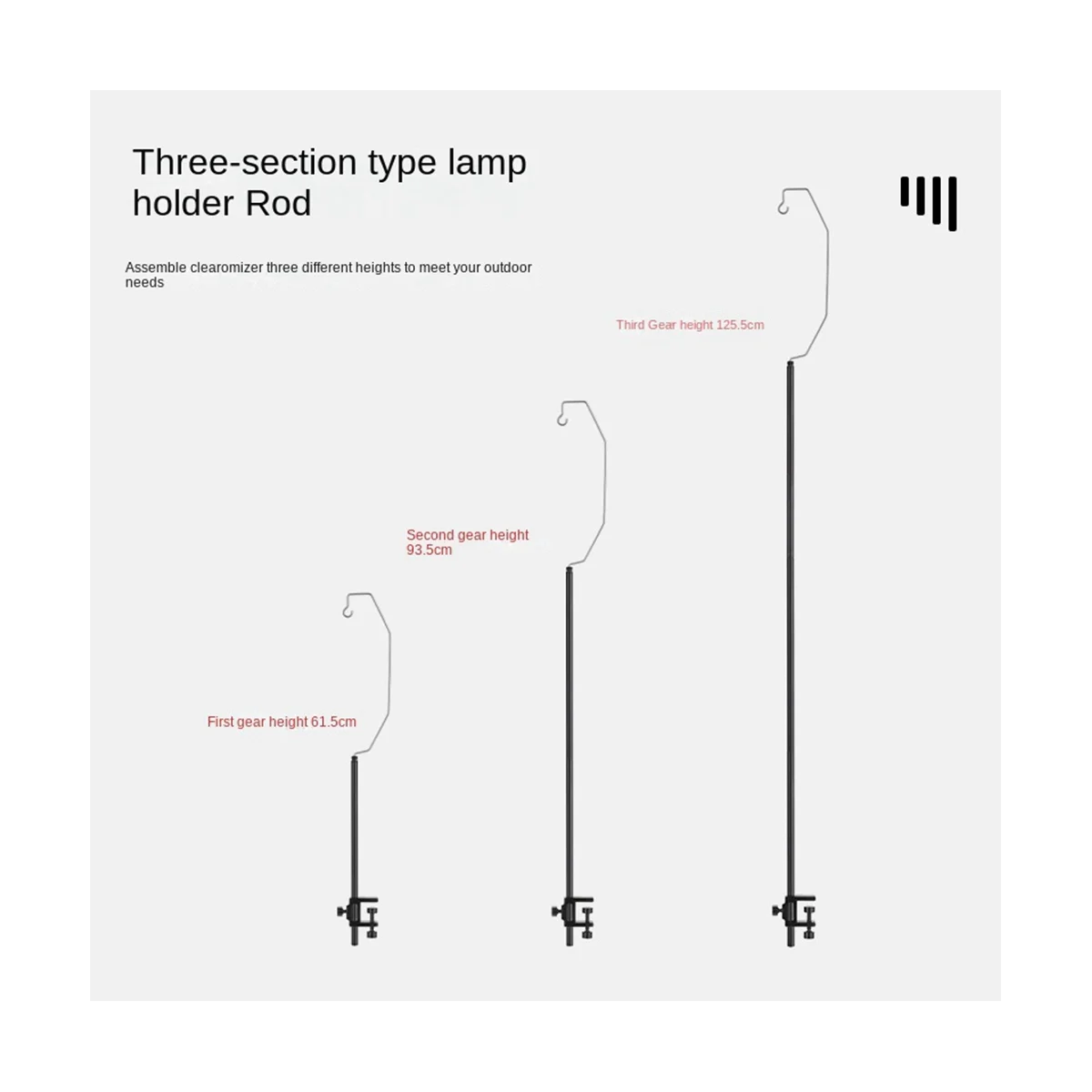  Открытый алюминиевый сплав Настольный держатель освещения Портативный регулируемый кемпинг Light Hooks Держатель для кемпинга, C Style - 1