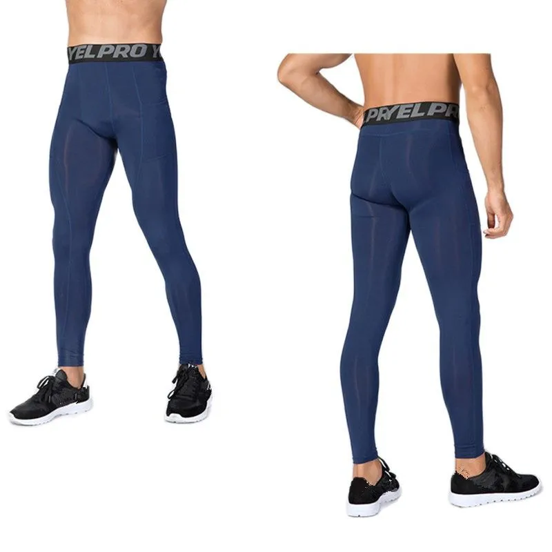 Мужские баскетбольные спортивные штаны для бега с карманом Йога Фитнес Тренировка на открытом воздухе Упражнение Тугие эластичные компрессионные леггинсы - 2