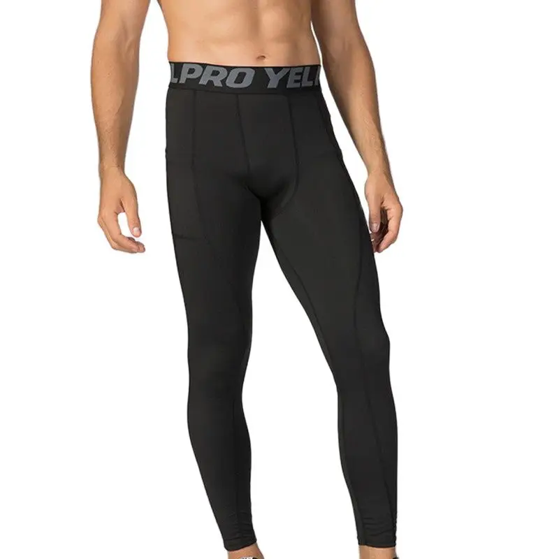 Мужские баскетбольные спортивные штаны для бега с карманом Йога Фитнес Тренировка на открытом воздухе Упражнение Тугие эластичные компрессионные леггинсы - 3