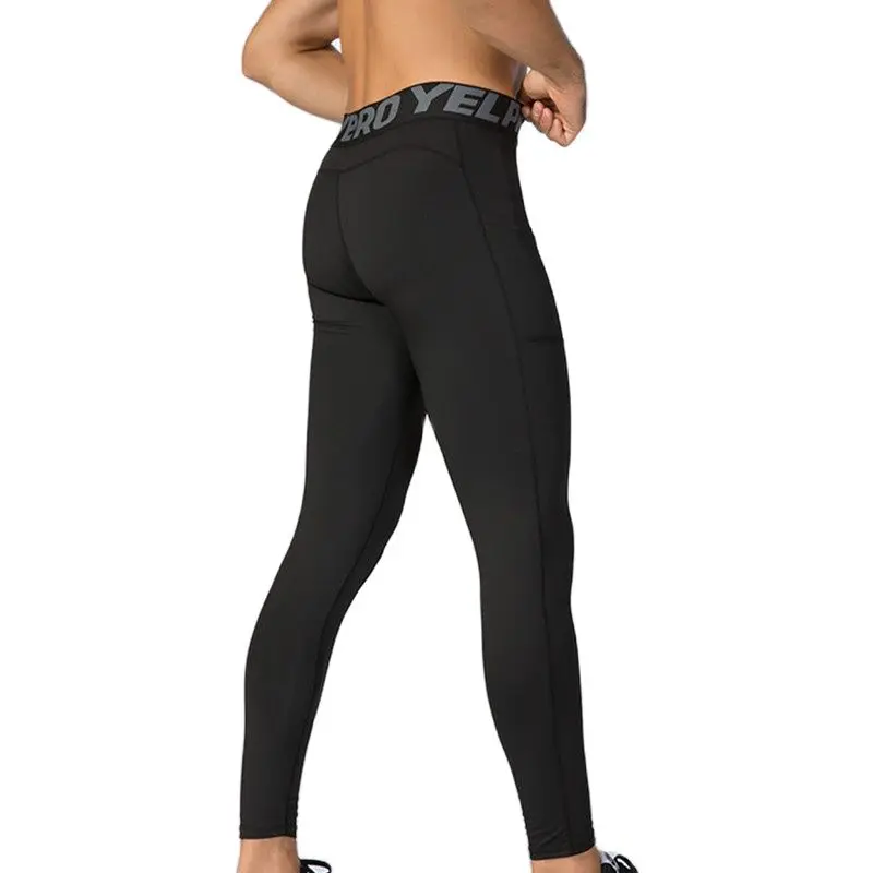 Мужские баскетбольные спортивные штаны для бега с карманом Йога Фитнес Тренировка на открытом воздухе Упражнение Тугие эластичные компрессионные леггинсы - 5