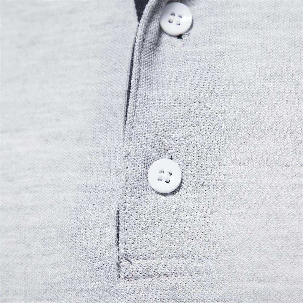 Новый бренд Качество Мужские рубашки поло с вышивкой оленями Y2K Однотонная футболка поло с длинным рукавом для мужчин Социальные бизнес-поло Мужские - 2