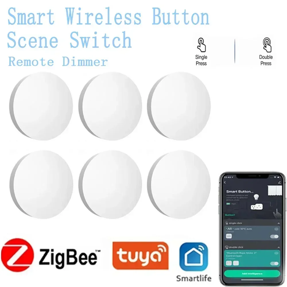 Tuya Zigbee Smart Button Пульт дистанционного управления Smart Scene Switch Беспроводной пульт дистанционного управления Умный дом с Alexa Google Home Devices - 0
