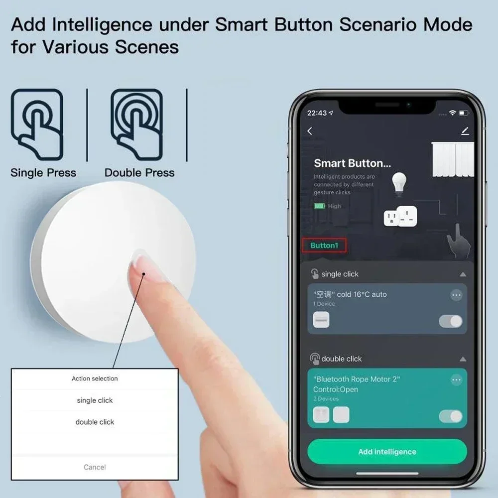 Tuya Zigbee Smart Button Пульт дистанционного управления Smart Scene Switch Беспроводной пульт дистанционного управления Умный дом с Alexa Google Home Devices - 2