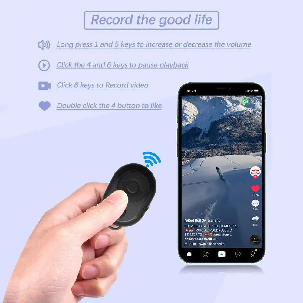 Bluetooth Fingertip Video Controller Douyin Короткое видео Страница Перелистывание Как Устройство Пульт Дистанционного Управления Мобильным Телефоном Кольцевое Устройство - 2