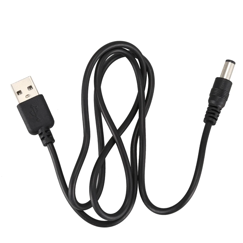 2X USB-кабель 5,5 мм / 2,1 мм 5 В постоянного тока Barrel Jack Кабель питания (черный, 75 см) - 1