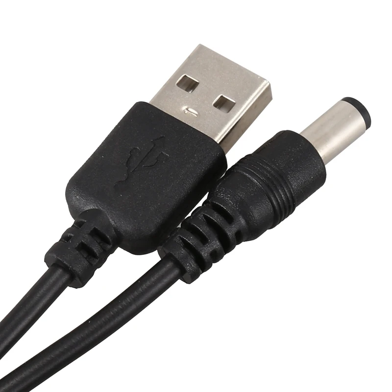 2X USB-кабель 5,5 мм / 2,1 мм 5 В постоянного тока Barrel Jack Кабель питания (черный, 75 см) - 3