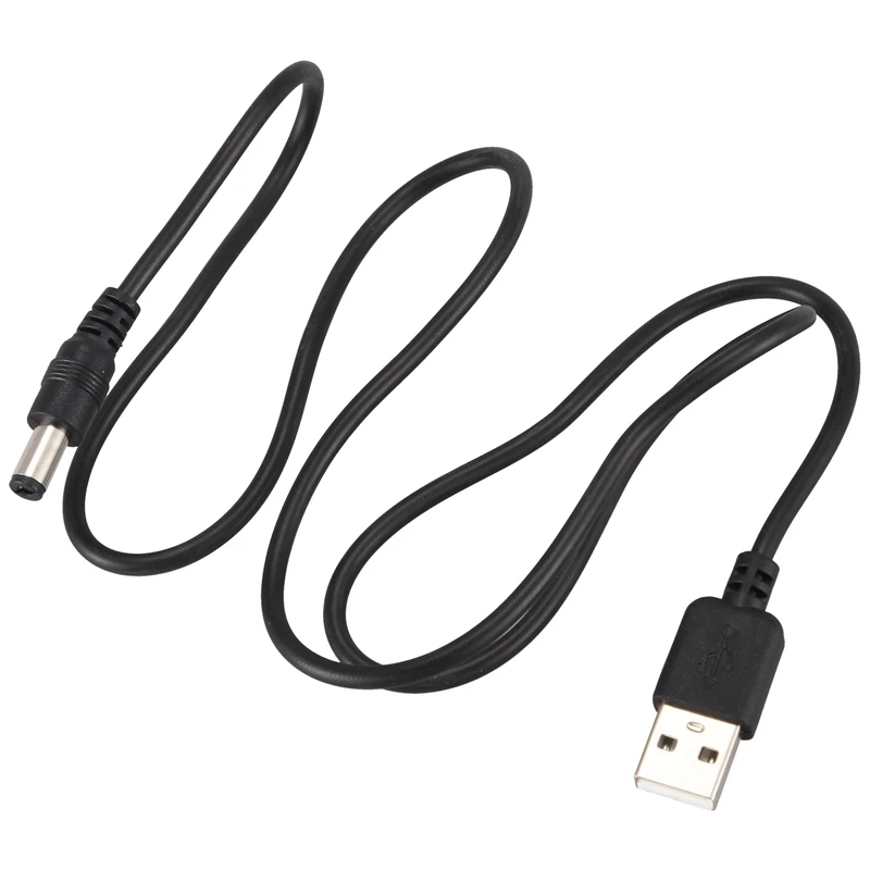 2X USB-кабель 5,5 мм / 2,1 мм 5 В постоянного тока Barrel Jack Кабель питания (черный, 75 см) - 4