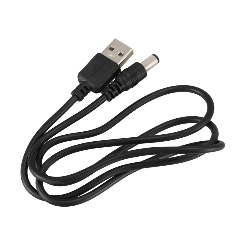 2X USB-кабель 5,5 мм / 2,1 мм 5 В постоянного тока Barrel Jack Кабель питания (черный, 75 см) - 5