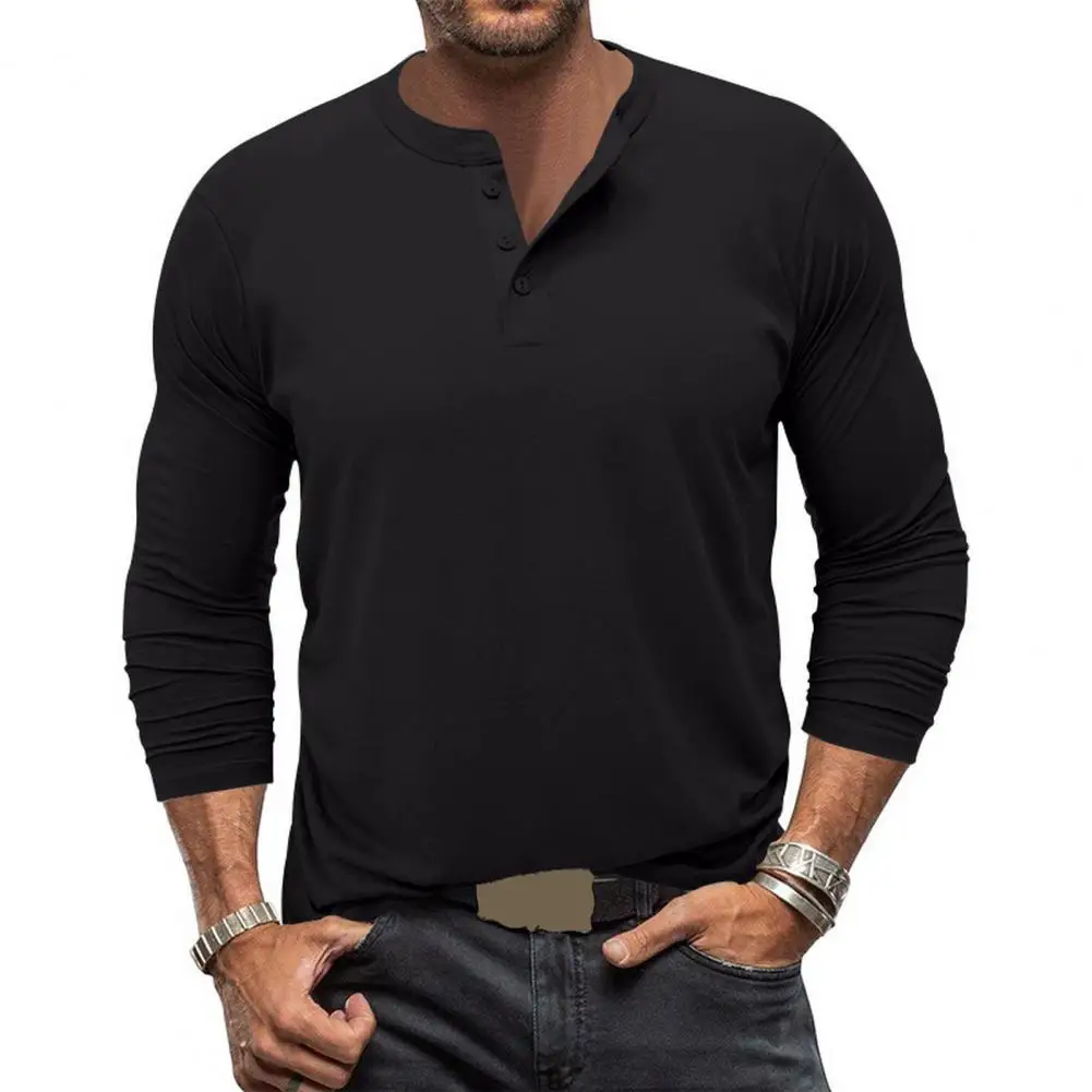 стиль футболка модная мужская приталенная футболка с длинным рукавом стиль однотонная планка на пуговицах уличная одежда для осени мужчин осень - 2