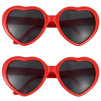 2X Мода Милая Ретро Любовь Форма Сердца Лолита Солнцезащитные очки Маскарадный Костюм Вечеринка ГОРЯЧИЙ - Красный