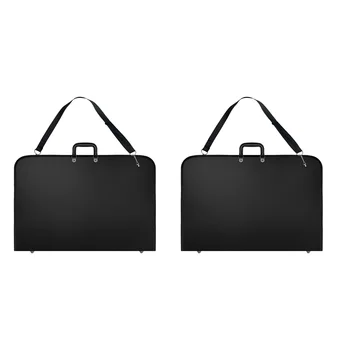 2X Черный чехол для портфолио художника Чехол для переноски Чехол для портфолио художника с плечевым ремнем (19X14,7X1,5 дюйма)