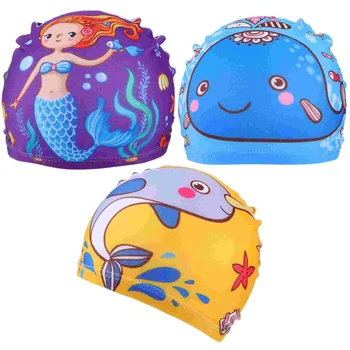 3 шт. Детские шапочки для плавания Эластичные шапочки для плавания Шляпы Шапки для купания