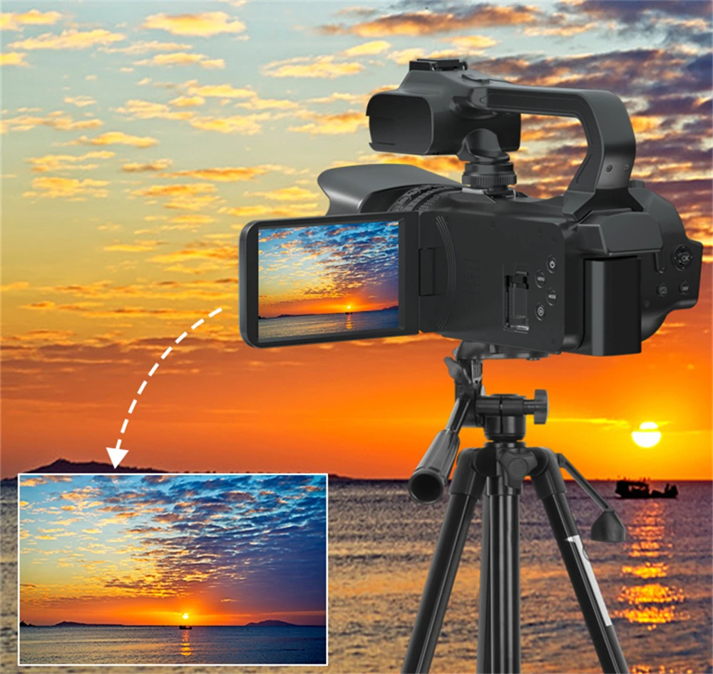 18X Zoom Full 4K Профессиональная видеокамера Youtube 4 дюйма с сенсорным экраном 64 МП Видеокамера Таймлапс Цифровой рекордер Потоковая веб-камера - 4