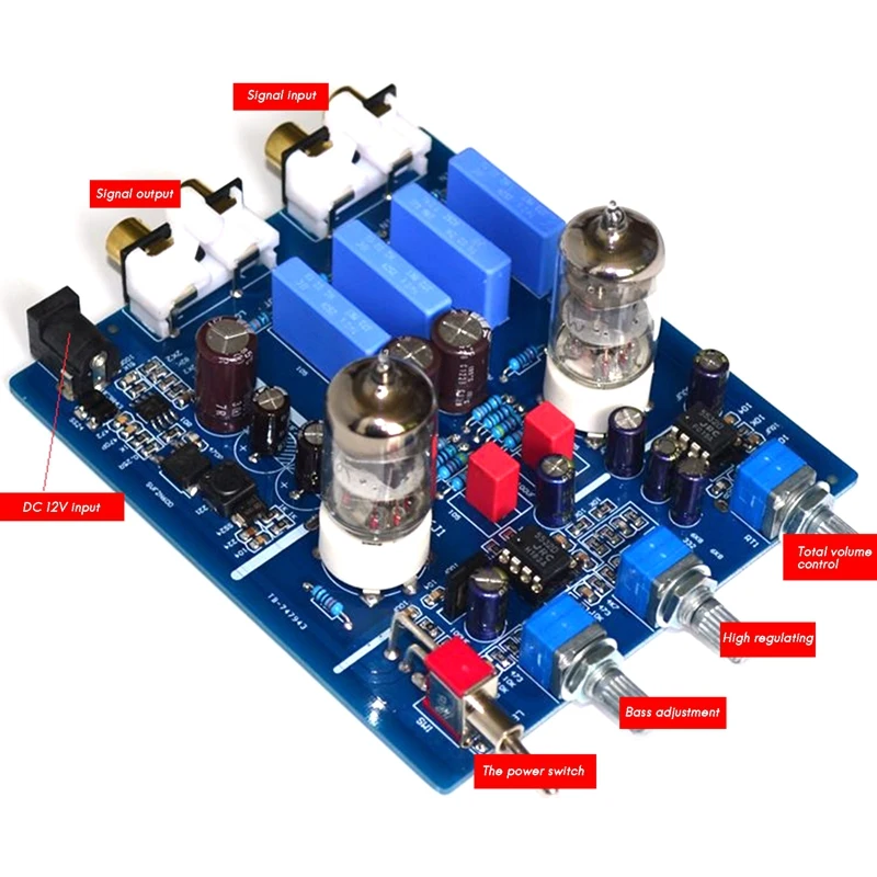 6J1 Ламповый желчный предусилитель HIFI Аудио предусилитель с регулировкой высоких частот DC12V Электронный клапан Предусилитель желчный буфер 1 - 4