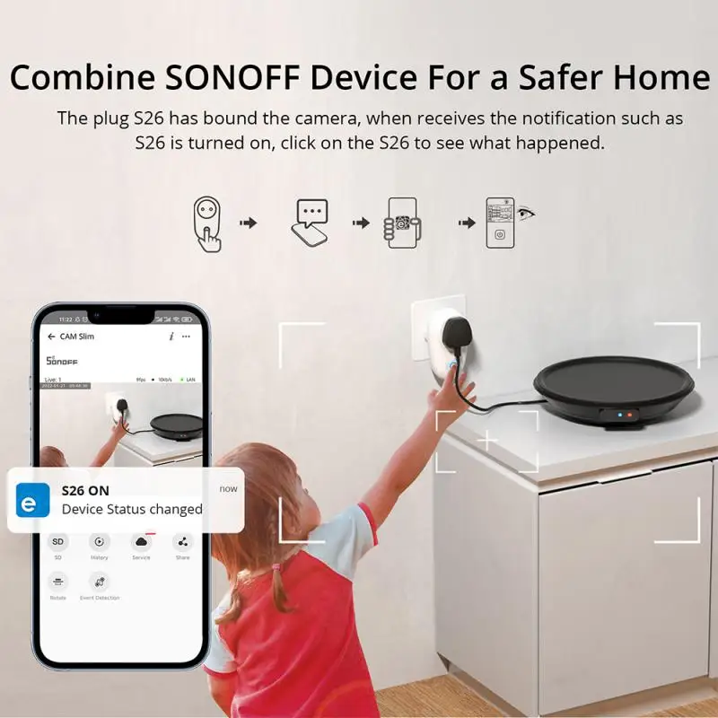 SONOFF 1080P HD Wi-Fi IOT Камера CAM Slim Умный дом Охрана Обнаружение движения Сигнализация Сцена Связь Через EWeLink Alexa Google Home - 2