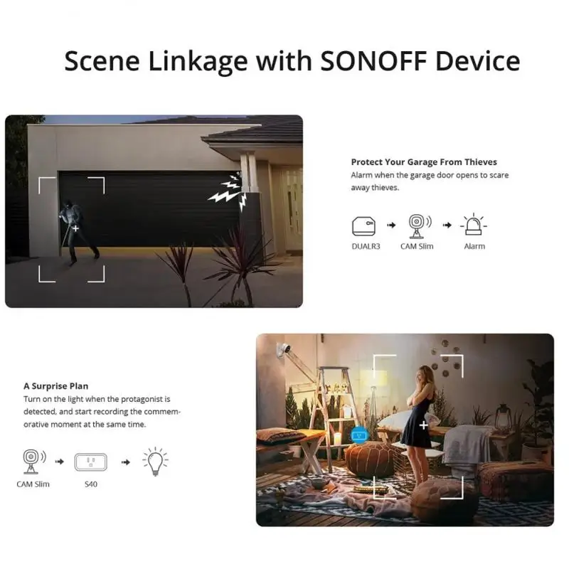 SONOFF 1080P HD Wi-Fi IOT Камера CAM Slim Умный дом Охрана Обнаружение движения Сигнализация Сцена Связь Через EWeLink Alexa Google Home - 4