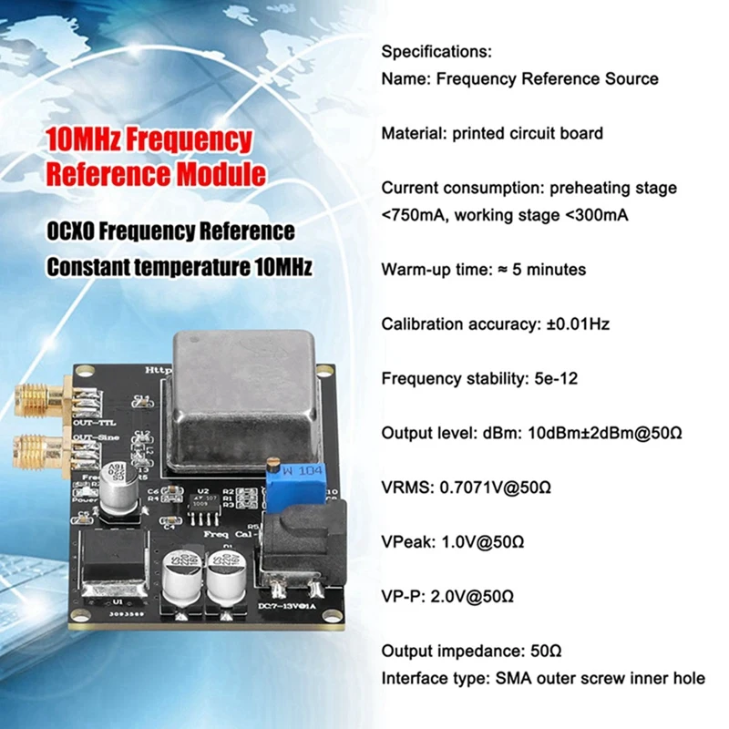 2X 10 МГц OCXO Опорный модуль частоты Черный частотомер Низкий фазовый шум для звукового декодера Частотометр - 2