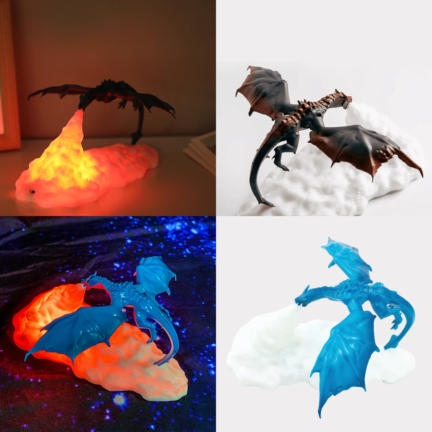 3D-печатный ночник дракона Светодиодные ночные лампы для дома Лучшие подарки для детей Товары для дома Огонь Дракон Ледяной дракон Декоративный - 0