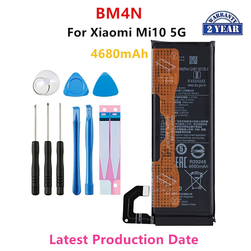 100% оригинальный аккумулятор BM4N 4680 мАч для Xiaomi Mi 10 5G BM4N Высококачественные сменные батареи для телефона + инструменты - 0