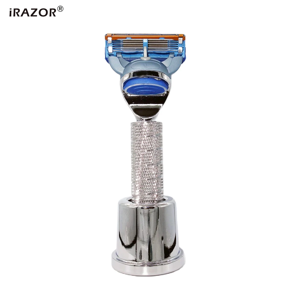 iRAZOR Classic F5 5-Edges Fusion Razor Kit Влажная ручная бритва Парикмахерская Инструмент для ухода за шерстью для мужчин с держателем подставки из нержавеющей стали - 0
